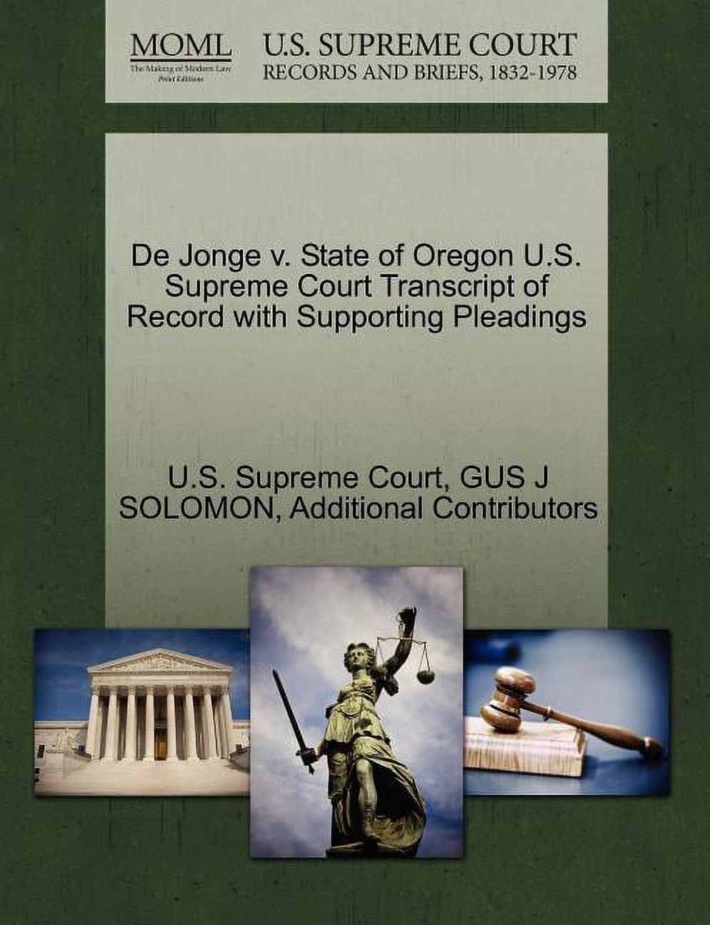 De Jonge V. State of Oregon U.S. Supreme Court Transcript of Record