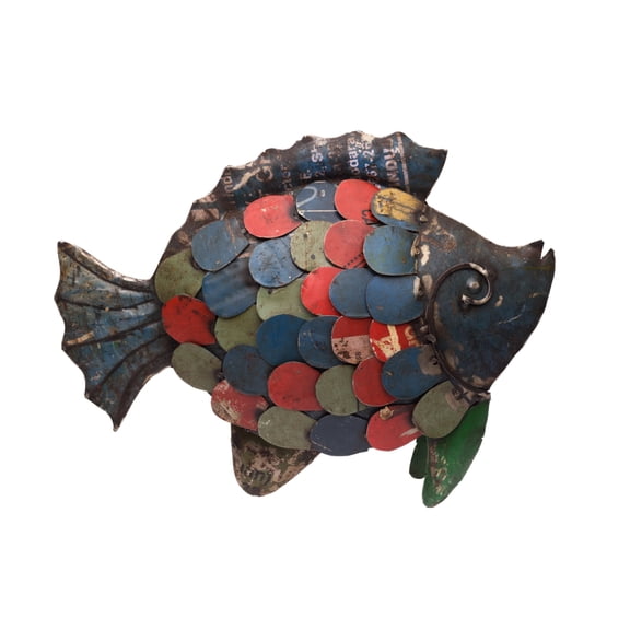 De Kulture Works Handcrafted Recycled Iron Fish 11" All Occasion Fish Recycled Iron Decorative Figurine