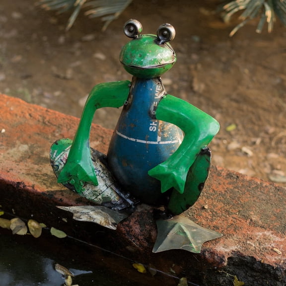 De Kulture Works 10" All Occasion Frog Recycled Iron Decorative Figurine