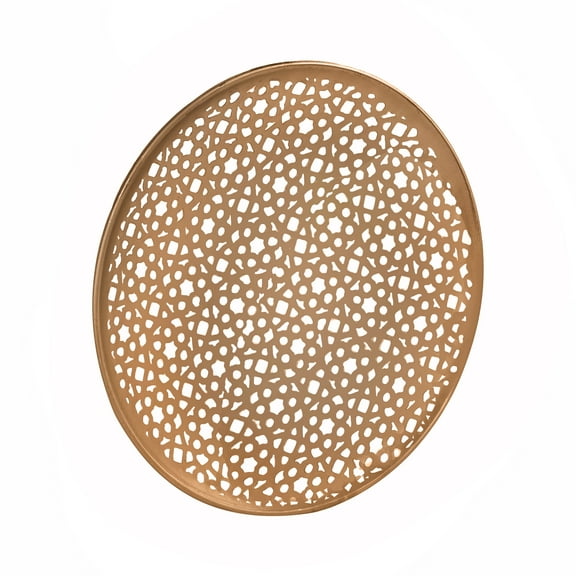 De Kulture Works Decorative Plate Round Gold Plated Iron Tray Centerpiece, 9 inches