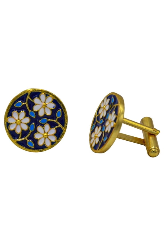 Enameled Flash Gold Plated Cufflinks Pair for Men Boys Business Gift