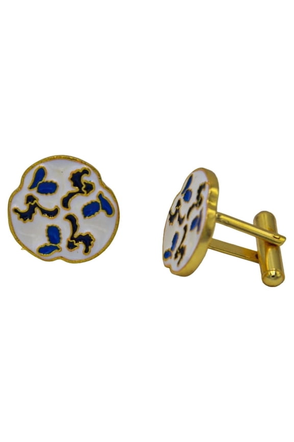 Enameled Flash Gold Plated Cufflinks Pair for Men Boys Business Gift