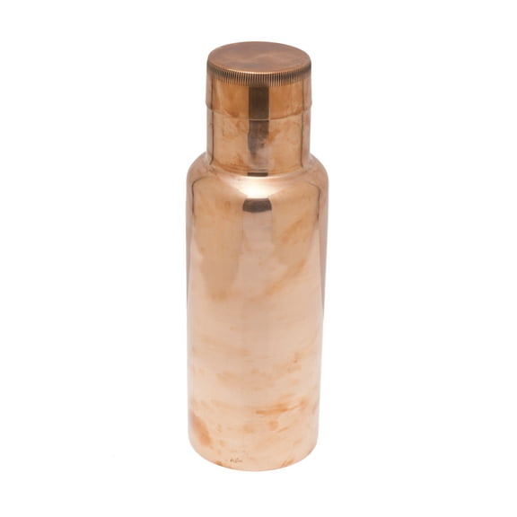 De Kulture Works Handamade Antique Copper Water Bottle With Cap, 3 x 9.5 inches (DH), 900 ml