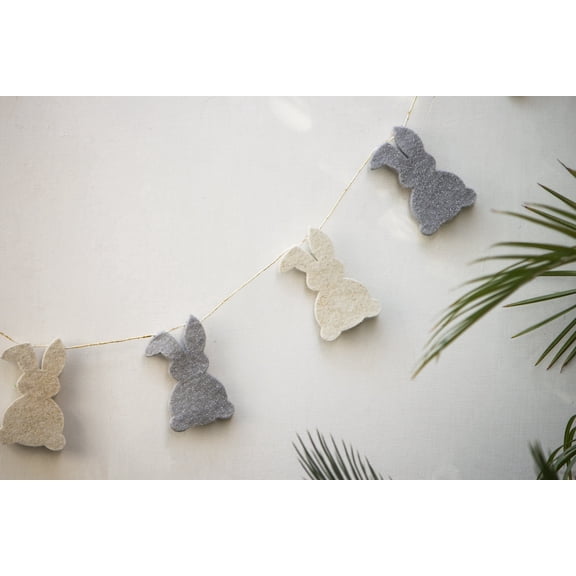 De Kulture Works Easter Bunny Garland Handmade Felt Easter Decoration 48 Inches Long