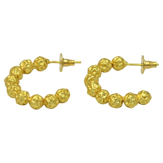 De Kulture Works Handmade Peppercorn Textured Flash Gold Plated Stud Earring