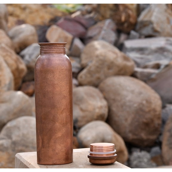 De Kulture Works Insulated Brown Hammered Vintage Copper Water Bottle with Cap