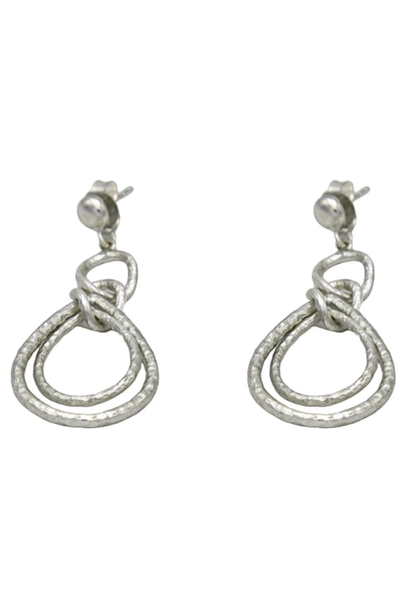 Intertwined Oval Dangler Multi Color Natural Pearl Earrings 925 Sterling, Sterling Silver