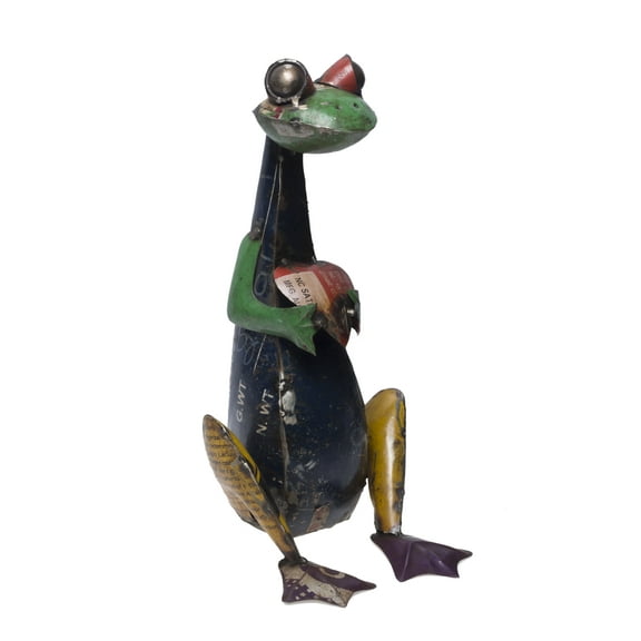 De Kulture Works 13.5" All Occasion Frog Recycled Iron Decorative Figurine