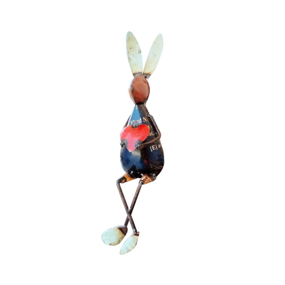 De Kulture Works 13.5" All Occasion Rabbit with Heart Recycled Iron Decorative Figurine