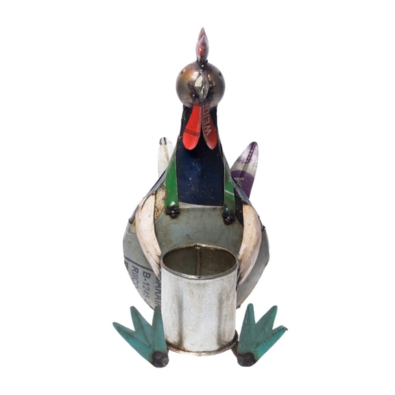 De Kulture Works Iron Seated Rooster With Flower Pot Collectible Figurine Showpiece Decoration