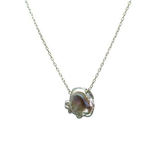 De Kulture Works Natural Baroque Pearl Silver Plated Brass Chain Pendant Necklace Jewelry