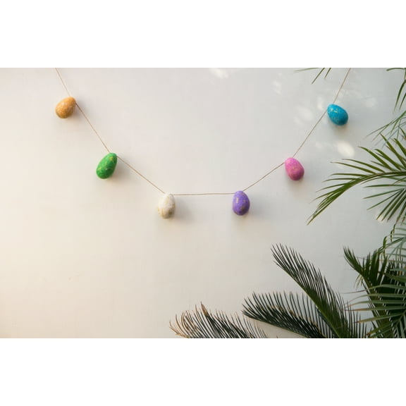 De Kulture Works Premium Wool Felt Easter Stuffed Egg Garland 48 Inche Holiday Decoration Banner