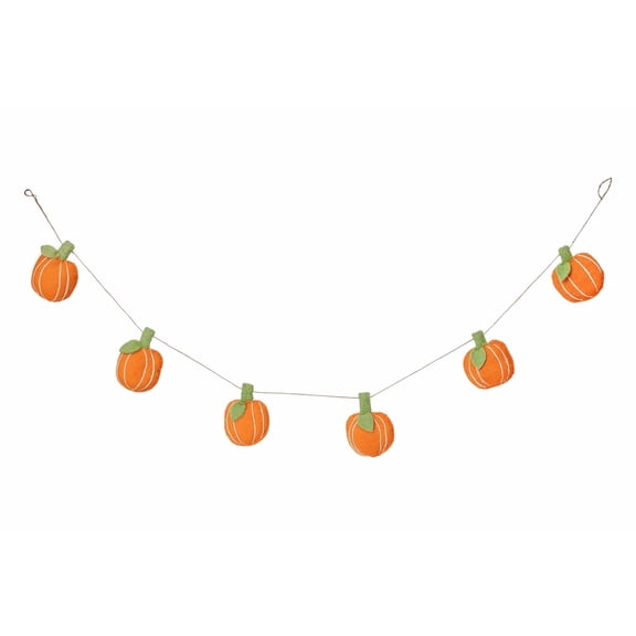 De Kulture Works Garland, Pumpkin Halloween Felt, Orange, 48 Inch, 1 Count