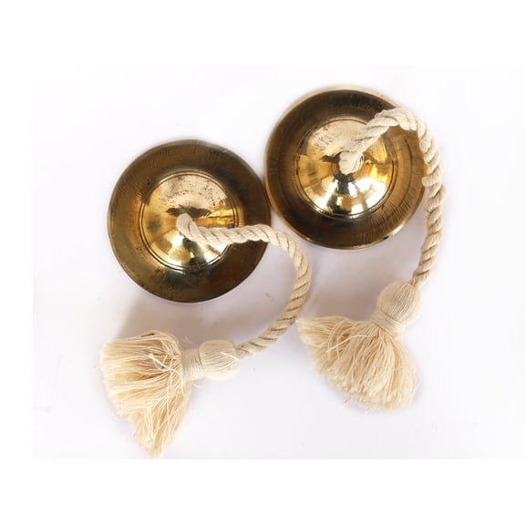 De Kulture Works Manjeera Percussion Instrument Pure Brass Hand Cymbal Clapper Bell Pair 3 x 1 inch