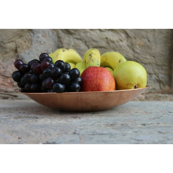 De Kulture Works Pure Copper Round Fruit Platter Tray Charger Plate Serving Middle Piece 10 (D) inches