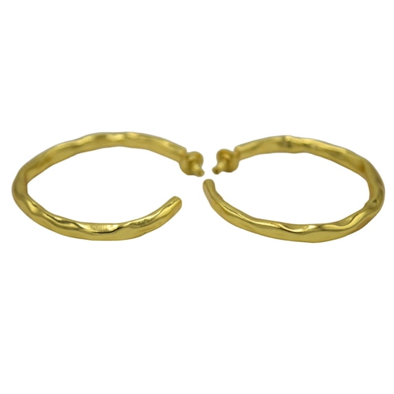 De Kulture Works Uneven Textured Big Hoop Flash Gold Plated Stud Earring