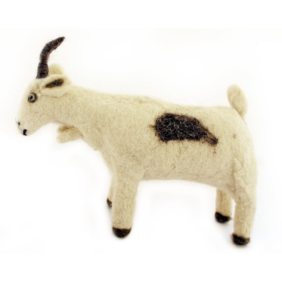 De Kulture Works Christmas Tree Ornament Keepsake Wool Felt Goat Handmade 1-Count 8x3x4 Inch