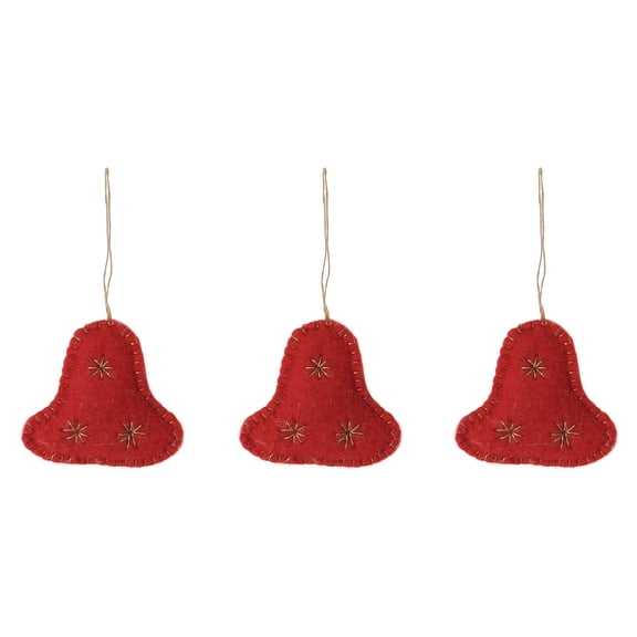 De Kulture Works Wool Felt Jingle Bells, Set of 3 Eco Friendly Needle Felted Christmas Xmas Tree Decoration Stuffed Ornament