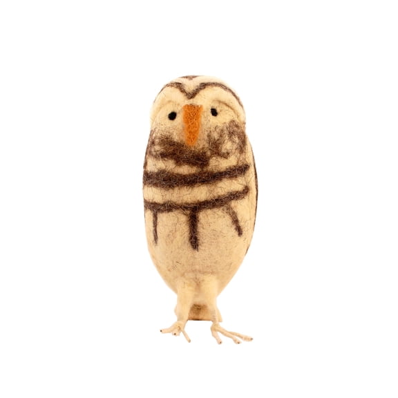 De Kulture Works Owl Ornament Needle Felted Wool Felt Eco Friendly 1-Count 4x3x7.5 (LWH) Inches