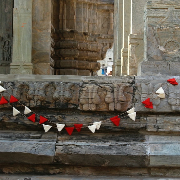 De Kulture Works Wool Felt Triangle Garland SET OF 2 Christmas Tree Decoration Banner 48 Inches