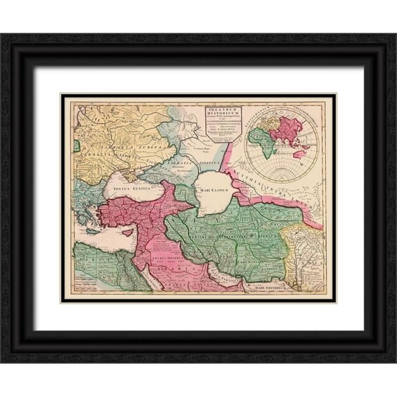 De L''isle 18x15 Black Ornate Wood Framed with Double Matting Museum Art Print Titled - Middle East Europe - De Lisle 1712