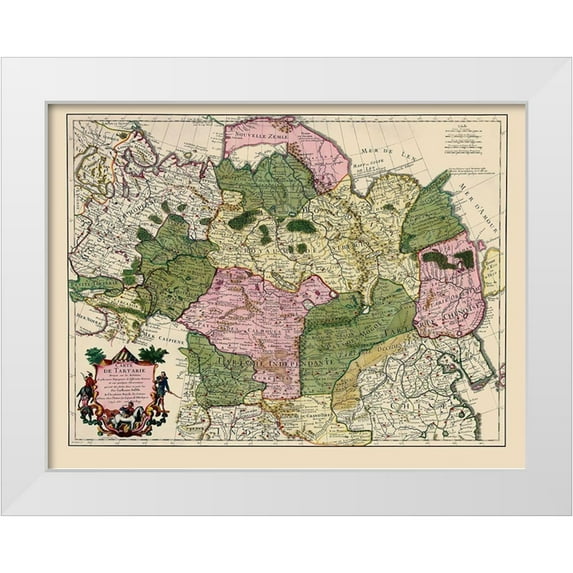 De L''isle 32x25 White Modern Wood Framed Museum Art Print Titled - Asia China Russia - De Lisle 1706