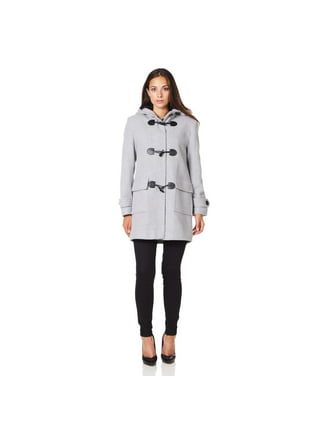 Evans Women's Plus Size Duffle Coat Faux Fur Trim Hood Button Up Front 