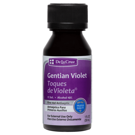 De La Cruz 1% Gentian Violet First Aid Antiseptic for cuts, scrapes and burns, 1 fl oz