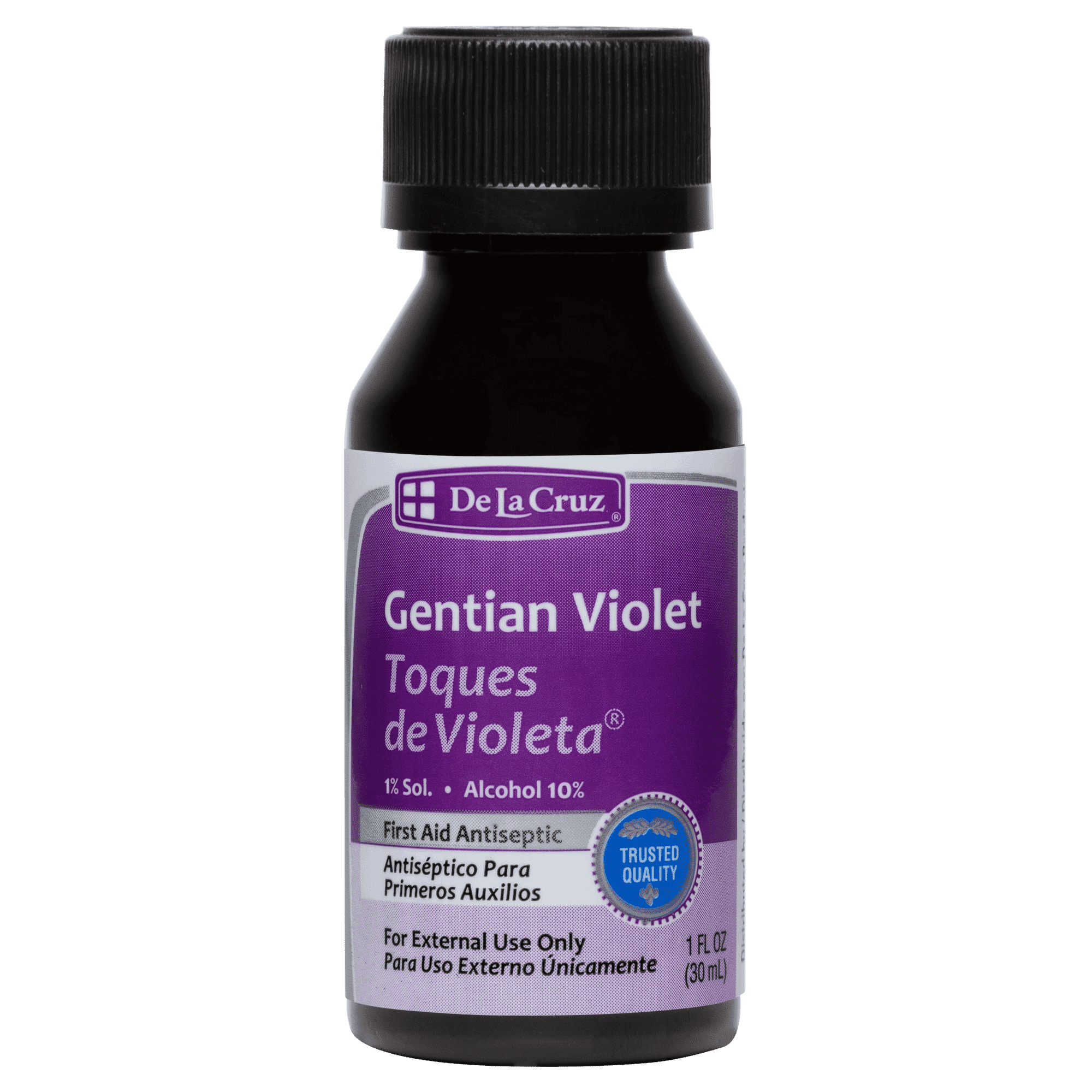 De La Cruz 1% Gentian Violet First Aid Antiseptic for cuts, scrapes and burns, 1 fl oz