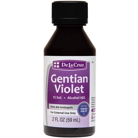 De La Cruz 1% Gentian Violet First Aid Antiseptic for cuts, scrapes and burns, 2 fl oz