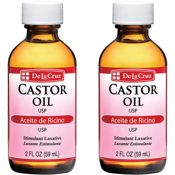 De La Cruz 100% Pure Multi Benefit Castor Oil, Expeller Pressed USP Grade Castor Oil for Hair, Skin, Eyelashes & Eyebrows, 2 Fl Oz, 2 Pack