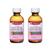 De La Cruz 100% Pure Multi Benefit Castor Oil, Expeller Pressed USP Grade Castor Oil for Hair, Skin, Eyelashes & Eyebrows, 2 Fl Oz, 2 Pack