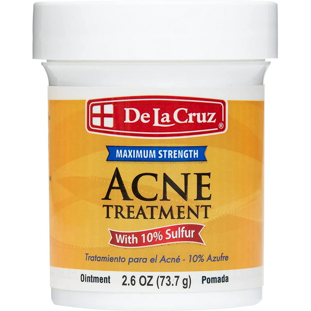 De La Cruz Acne Treatment with 10% Sulfur for Cystic Acne, Pimples Blackheads 2.6 Oz