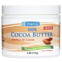 De La Cruz Cocoa Butter 100% Pure and Natural, Dry Skin & Body Moisturizer, 4 Oz Tub