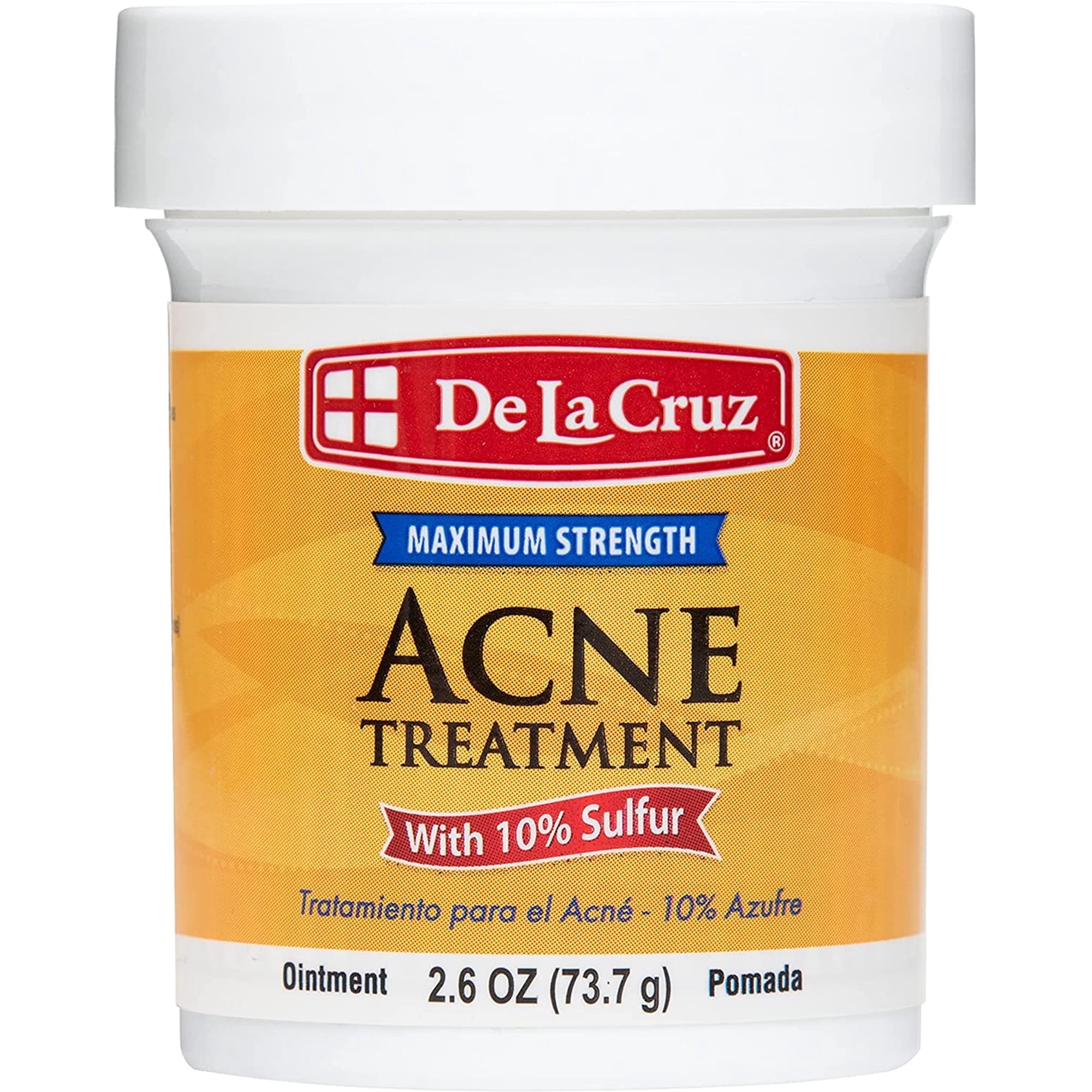 De La Cruz 10% Sulfur Acne Treatment, Clears Cystic Acne, Pimples, and Blackheads, 2.6 oz
