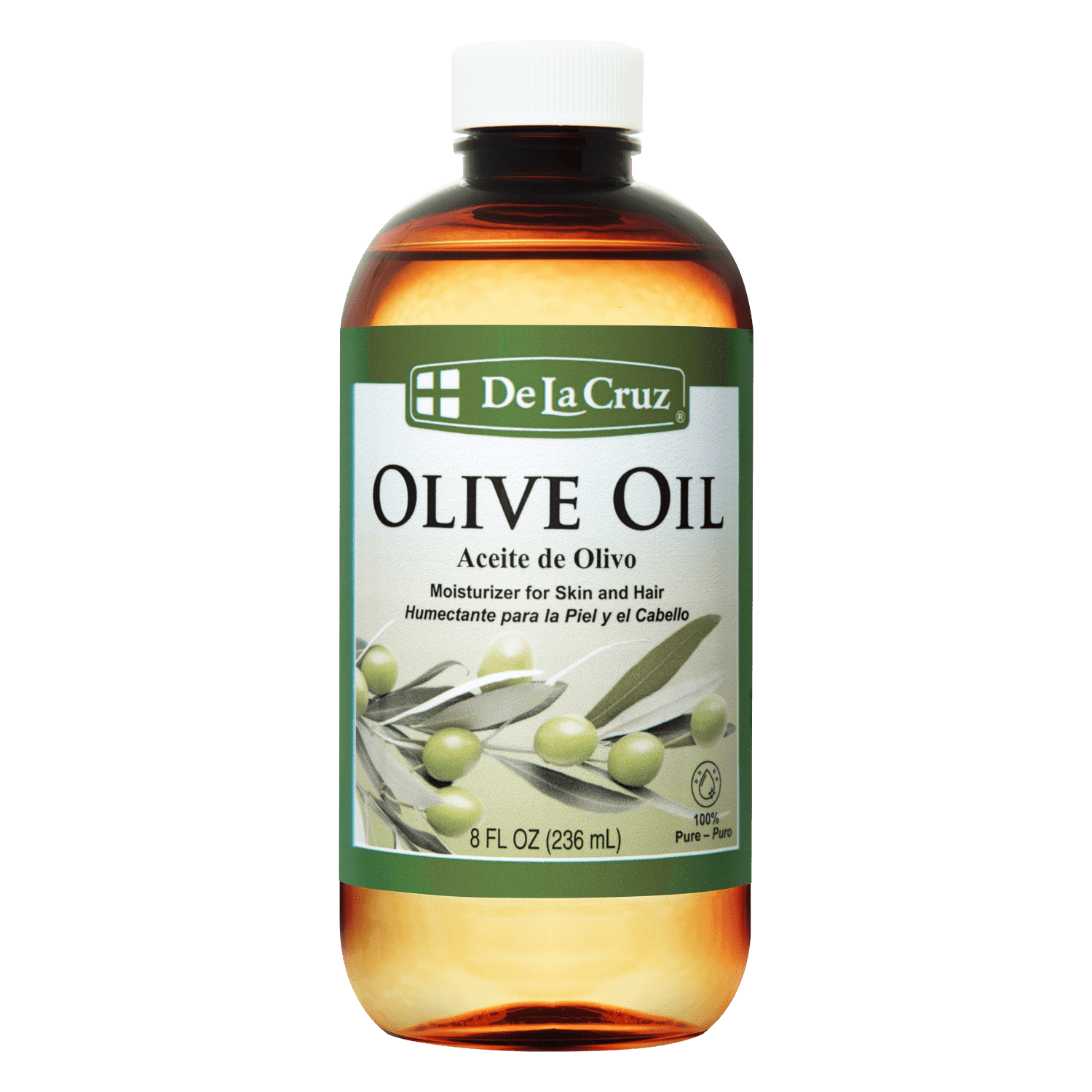 De La Cruz Olive Oil Vegan Skincare, 8 fl oz, Hydrating for Hair