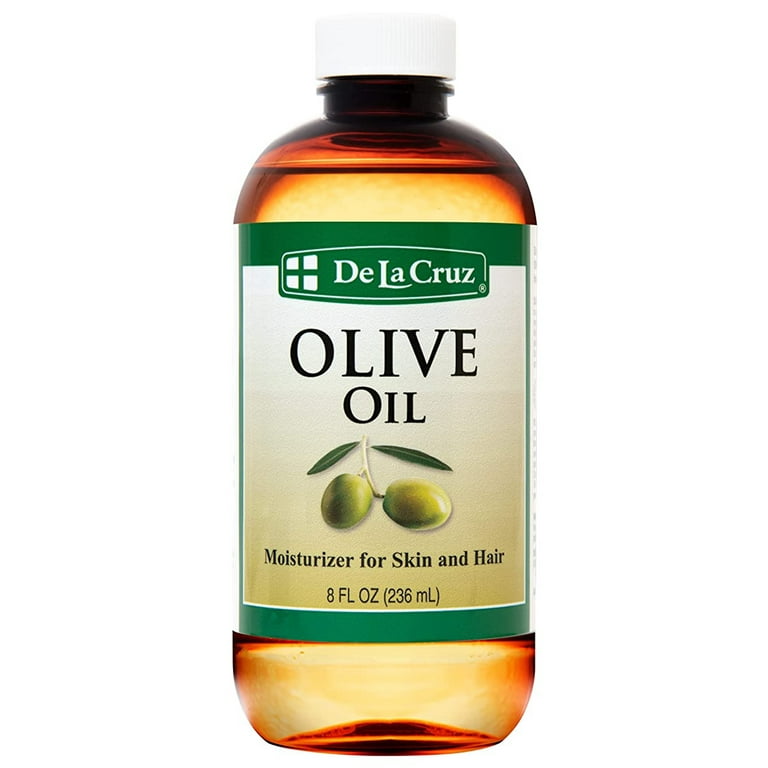 de La Cruz Pure Olive Oil - Natural Expeller Pressed Olive Oil for Hair and Skin - Lightweight Body Oil for Dry Skin 8 fl oz