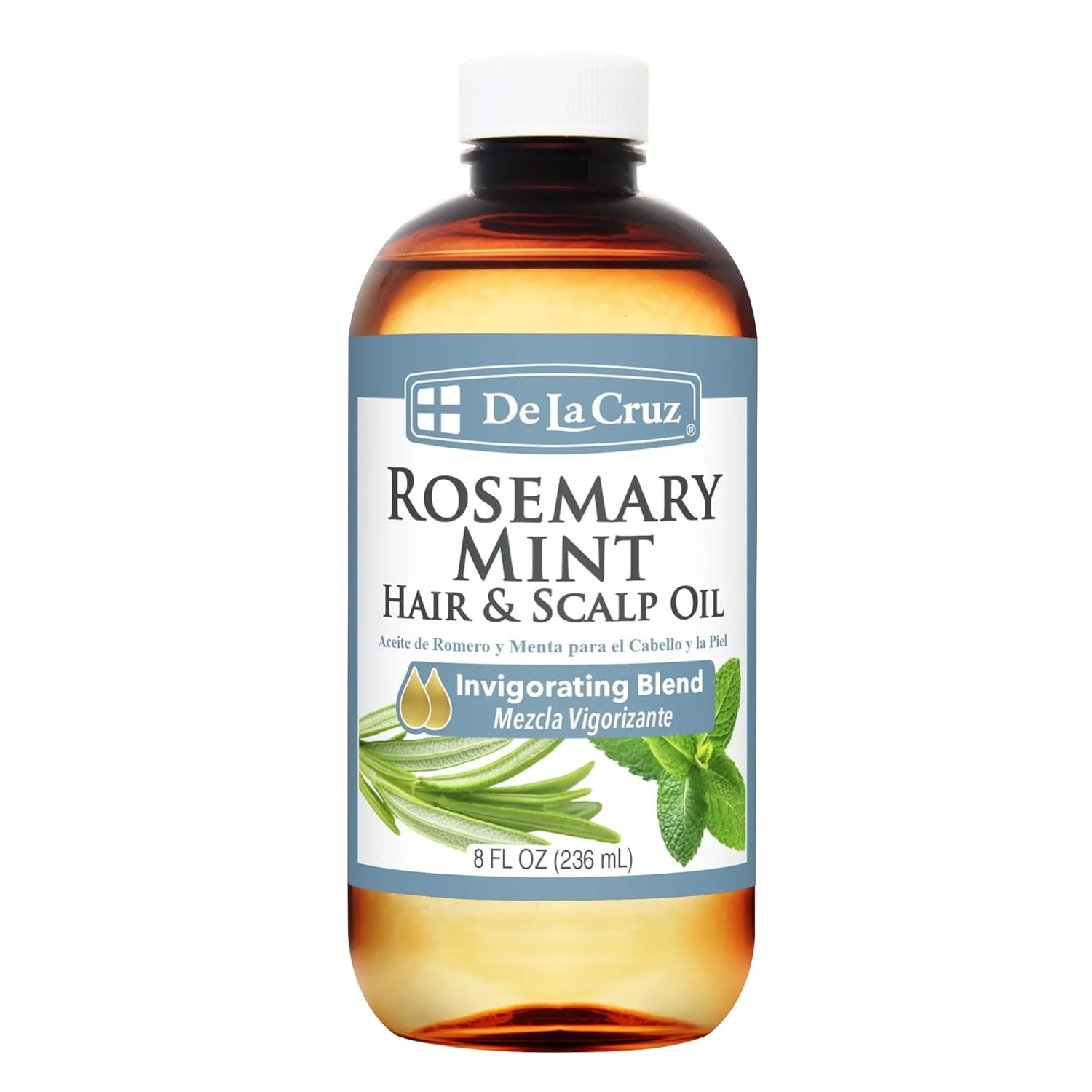 De La Cruz, Rosemary Mint Oil, Natural Nourishing Hair and Scalp Blend, Enriched with Castor Oil, 2 FL OZ. (59 mL)