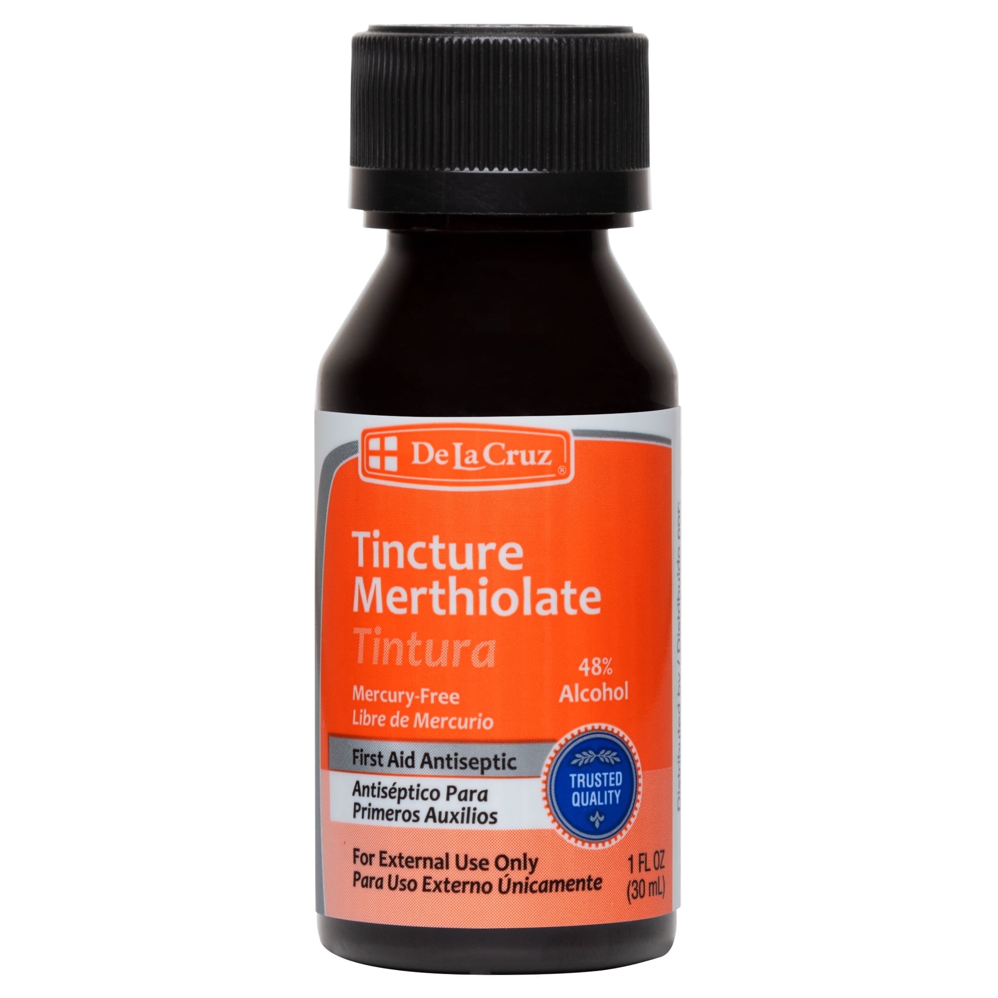 De La Cruz Tincture Merthiolate First Aid Antiseptic Mercury Free, 1 fl oz (30 mL)