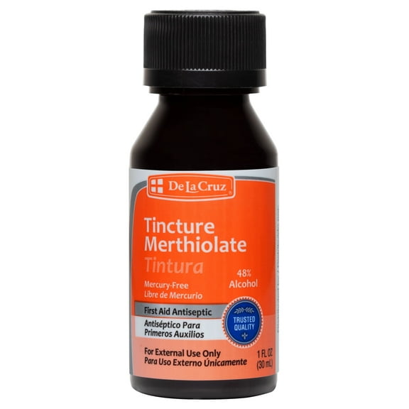 De La Cruz Tincture Merthiolate First Aid Antiseptic Mercury Free, 1 fl oz (30 mL)