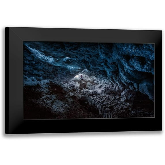 De La, Javier 18x12 Black Modern Framed Museum Art Print Titled - Exploring A Fronzen Blue World