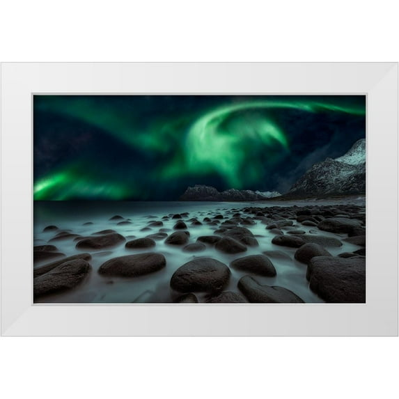De La, Javier 24x17 White Modern Wood Framed Museum Art Print Titled - Dragons Fly