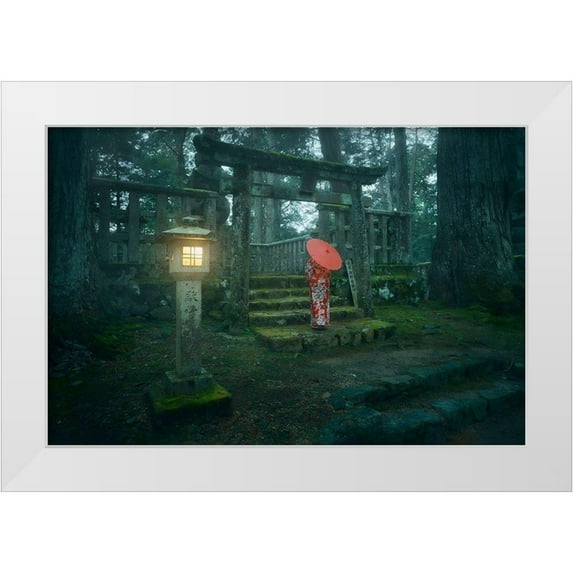 De La, Javier 32x23 White Modern Wood Framed Museum Art Print Titled - Okunoin Cemetery