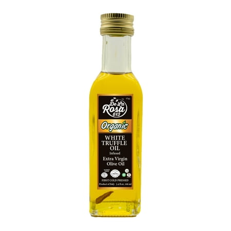 De La Rosa 613 100% ORGANIC Fresh White Truffle Oil, Non-GMO, Vegan, Glass Bottle, 3.4 fl oz
