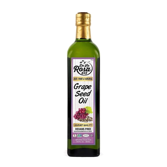 De La Rosa 100% Pure Grape Seed Oil, Expeller Pressed & Hexane Free, Kosher, Vegan 16.9 oz (pack of 1)