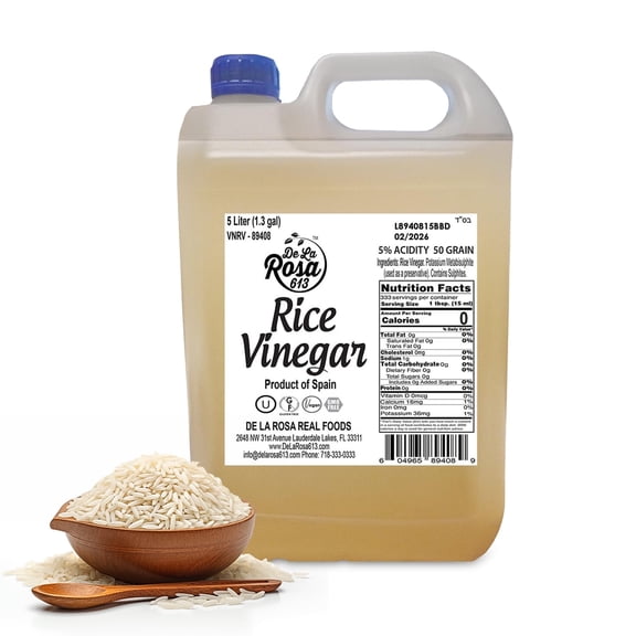 De La Rosa Rice Vinegar 5% Acidity Kosher 5 Liter
