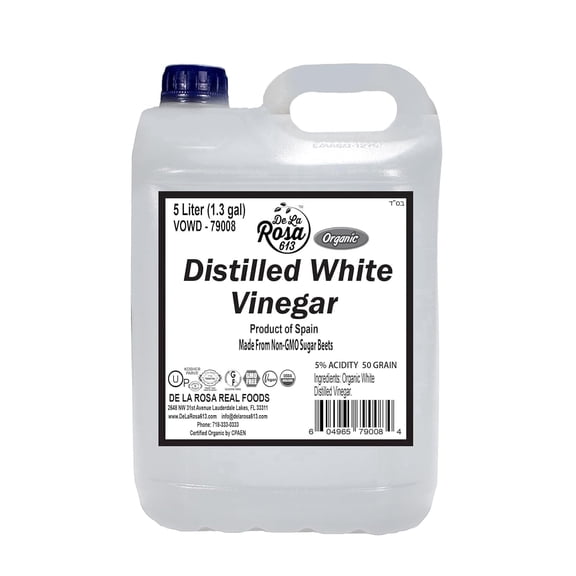 De La Rosa Distilled White Vinegar, Raw & Unfiltered, Kosher, Vegan & Gluten Free, Great for Salad Dressing, Marinades, 5 Liter (pack of 1)