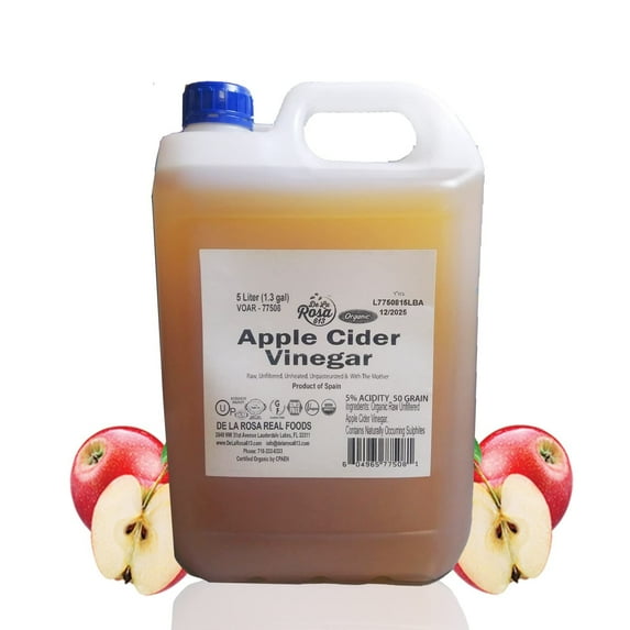 De La Rosa 613 ORGANIC Apple Cider Raw & Unfiltered Vinegar,, 5Liter
