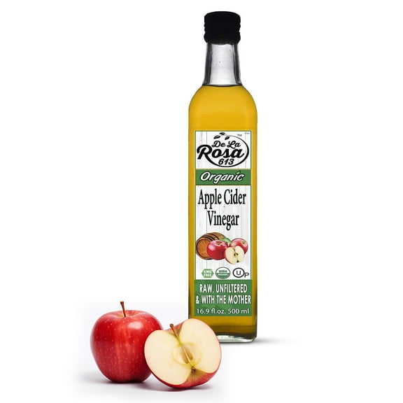 De La Rosa 613 Organic Apple Cider Vinegar, Raw & Unfiltered, Kosher for Passover, 16.9 oz (Pack of 1)