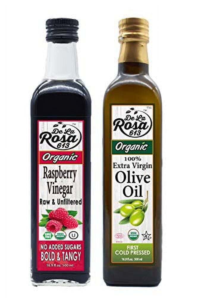 De La Rosa 613 Organic Extra Virgin Olive Oil & Raspberry Vinegar, 16.9 Oz (Pack of 2)